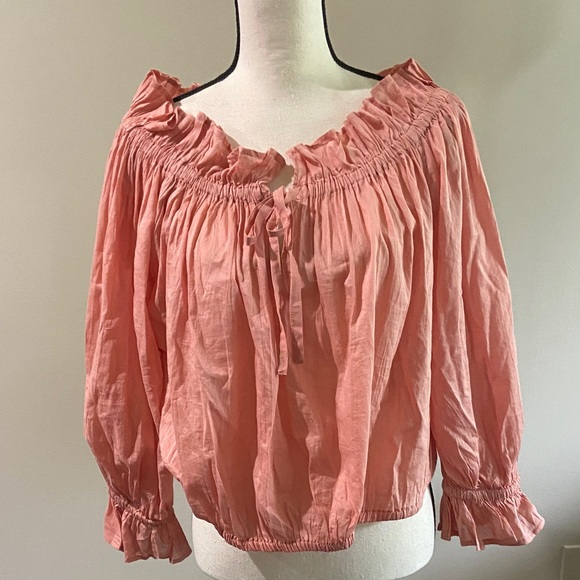 Elan Ruffle Off-Shoulder Blouse Peach Color Size Large - Picture 5 of 8